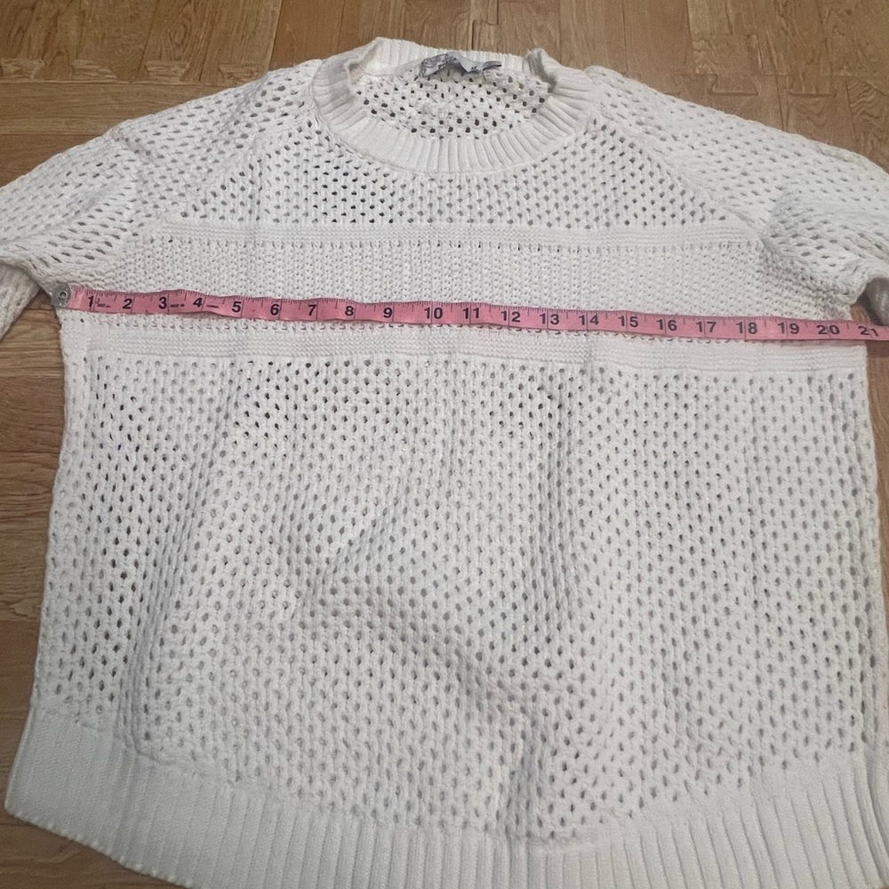 prAna White‎ Open Knit Sweater Chunky Textured Pullover - Picture 3 of 7